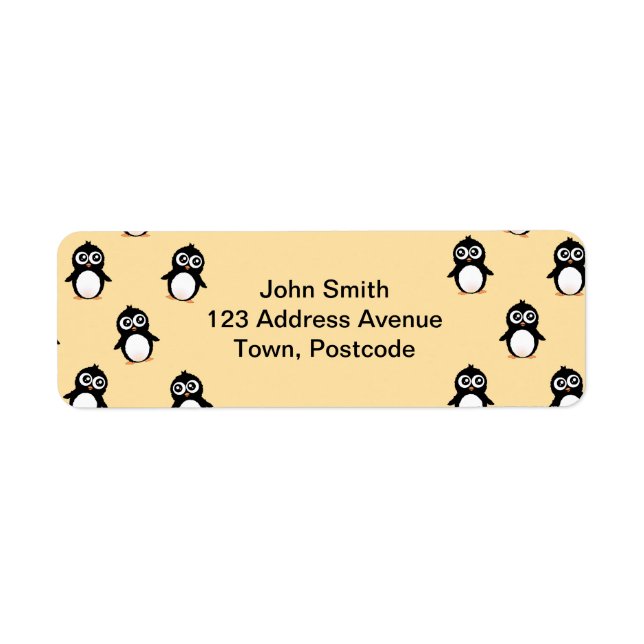 Cute penguin pattern - golden yellow return address label (Front)