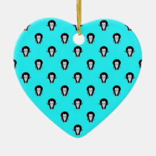 Cute Penguin Pattern over Minty Teal Blue Ceramic Ornament