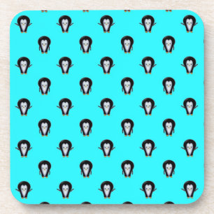 Cute Penguin Pattern over Minty Teal Blue Coaster