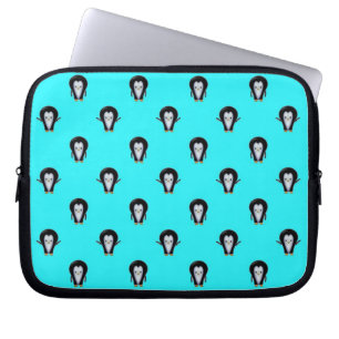 Cute Penguin Pattern over Minty Teal Blue Laptop Sleeve