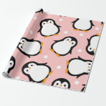 Cute penguin pattern pink pattern wrapping paper<br><div class="desc">Cute penguin pattern pink pattern</div>