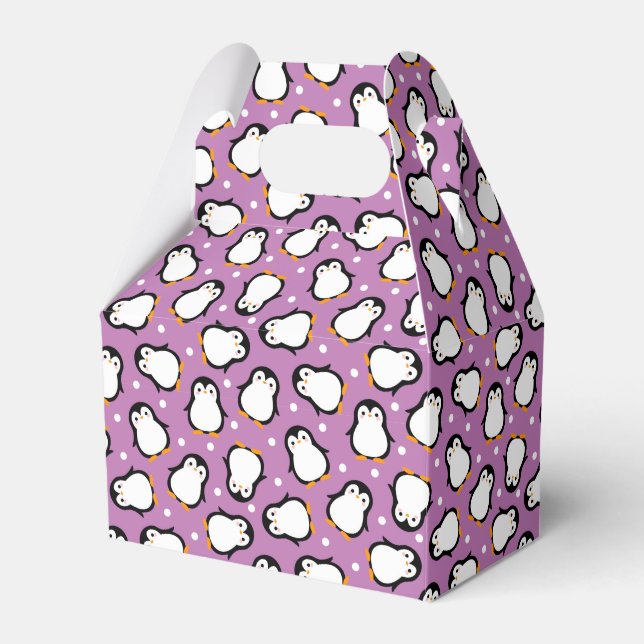 Cute penguin pattern Purple pattern Favour Box (Front Side)