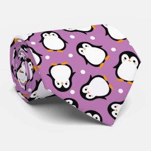 Cute penguin pattern Purple pattern Tie