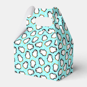 Cute penguin pattern turquoise pattern favour box