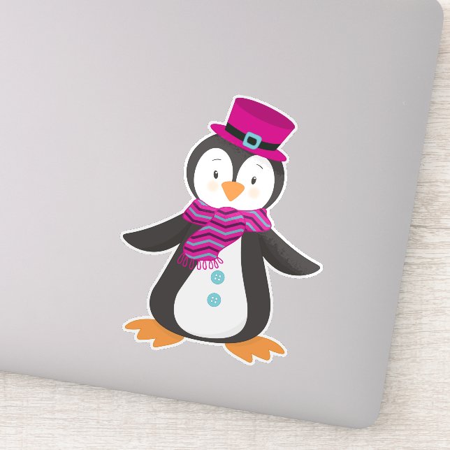 Cute Penguin, Penguin With Hat, Penguin With Scarf (Detail)