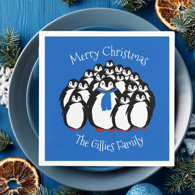 Cute Penguin Personalised Christmas Napkins (Creator Uploaded)