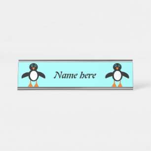 Cute Penguin Personalised Desk Name Plate