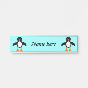 Cute Penguin Personalised Door Sign