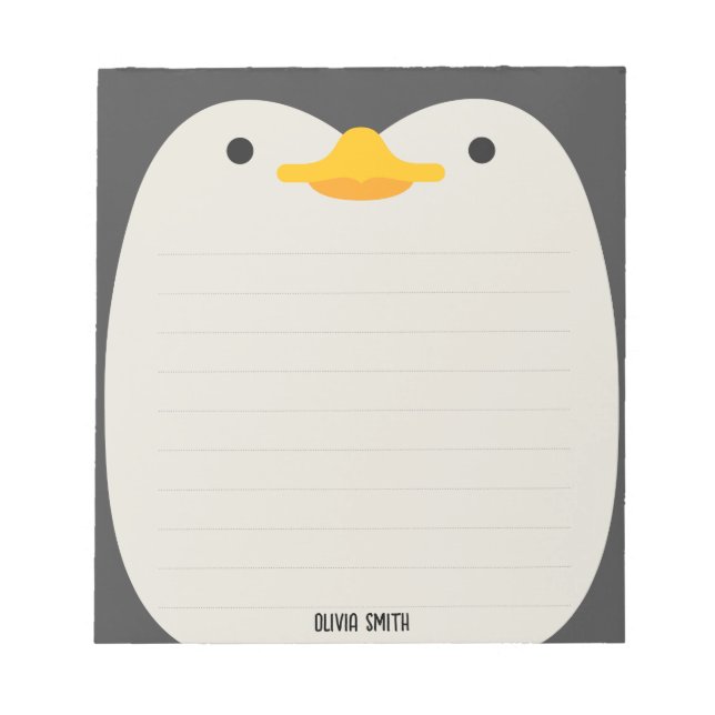 Cute Penguin Personalised kids Notepad  (Front)