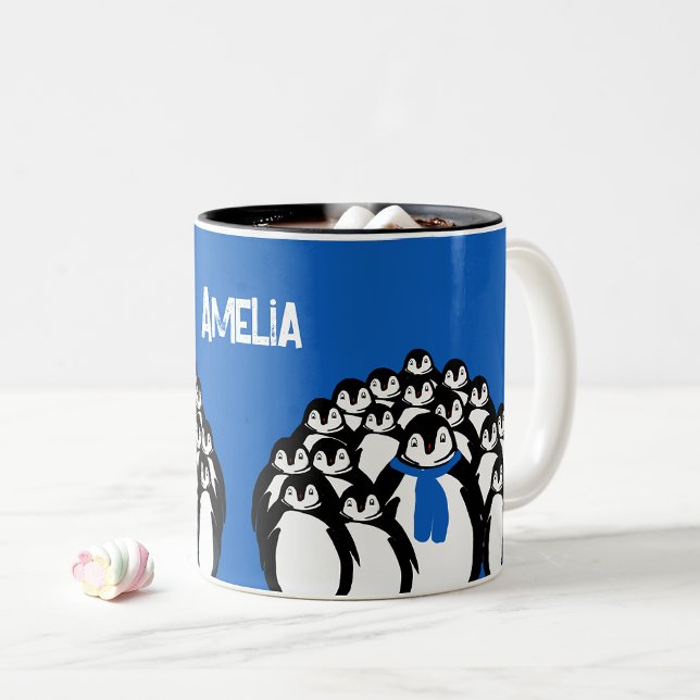 Cute Penguin Personalised Two-Tone Coffee Mug (Creator Uploaded)