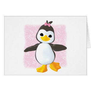 Cute Penguin Pink Blank Card