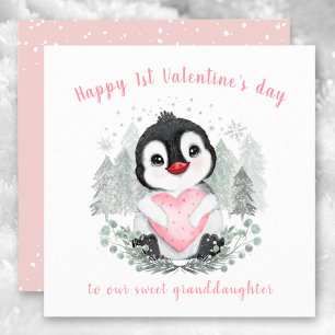 Cute Penguin pink Valentine's day Card