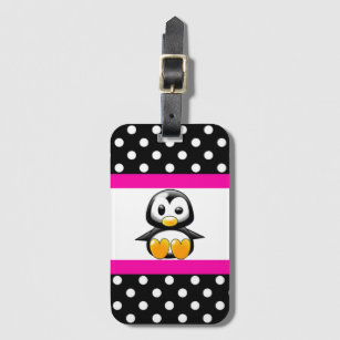 Cute Penguin & Polka Dots Luggage Tag