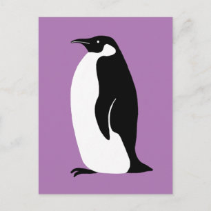 Cute Penguin Purple Black White Postcard