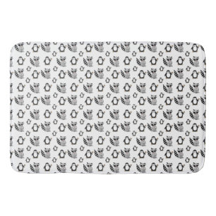 Cute Penguin Racoon Animal Buddies Bath Mat