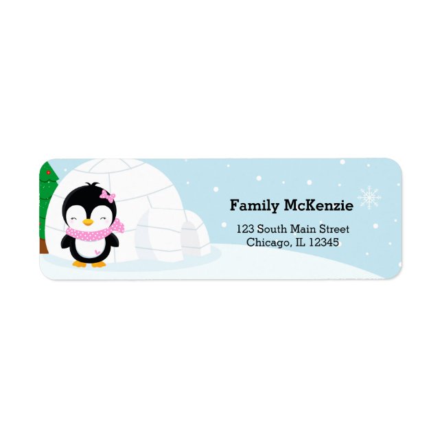 Cute penguin return address label (Front)
