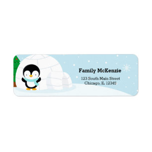 Cute penguin return address label