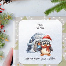 Cute Penguin Santa Hat Snowflakes Kids Christmas