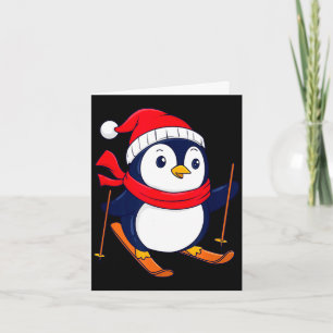 Cute penguin skiing - penguin lover bird watcher card
