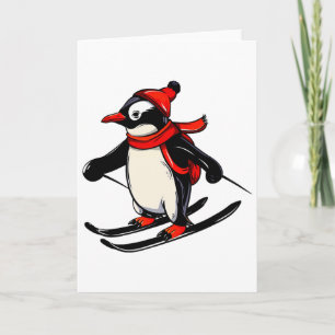 Cute Penguin Skiing - Skiing Penguin Card