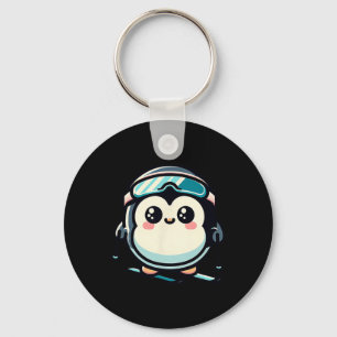 Cute Penguin Skiing With Goggles Alpine Winter Key Ring