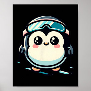 Cute Penguin Skiing With Goggles Alpine Winter Poster