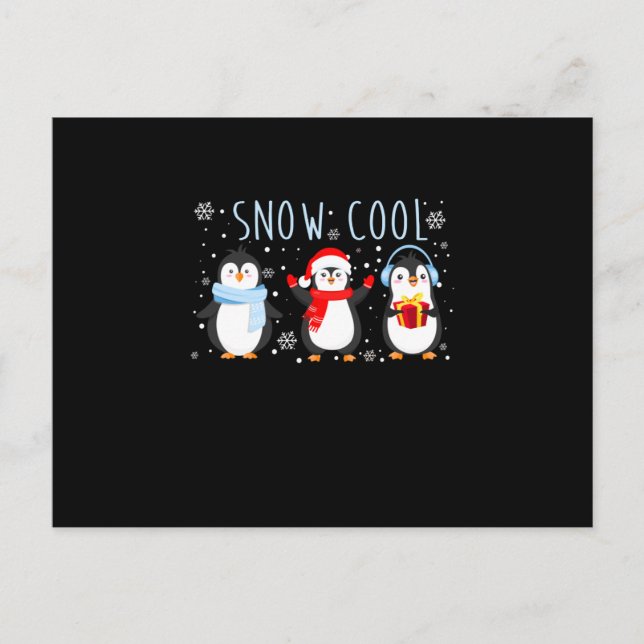 Cute Penguin Snow Cool Winter Christmas Invitation Postcard (Front)
