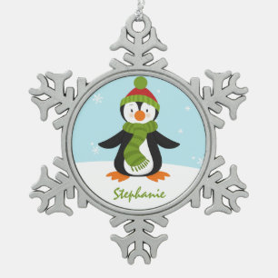 Cute Penguin Snowflake Ornament