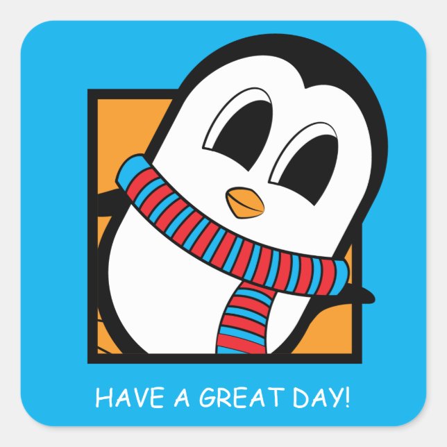 Cute Penguin Square Sticker (Front)