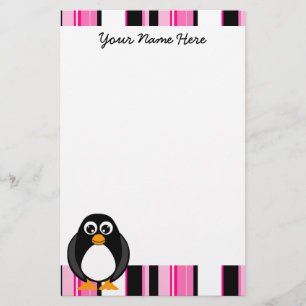 Cute Penguin Stationery - Pink