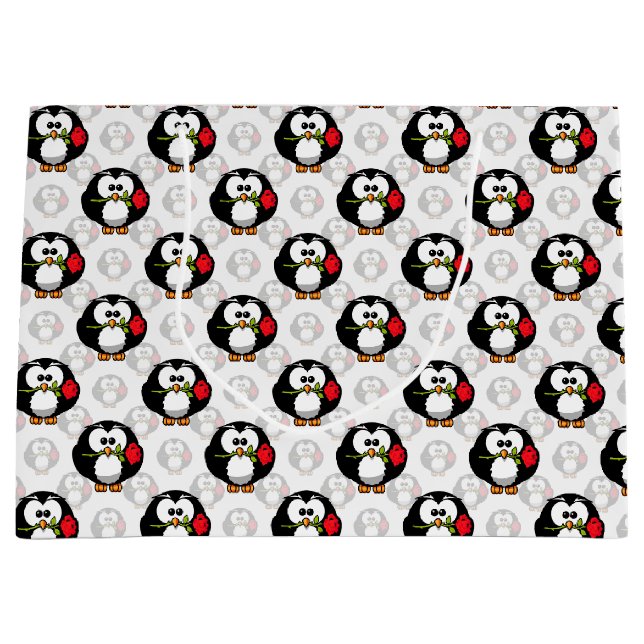 Cute Penguin Surface Pattern Design Print Large Gift Bag (Front)