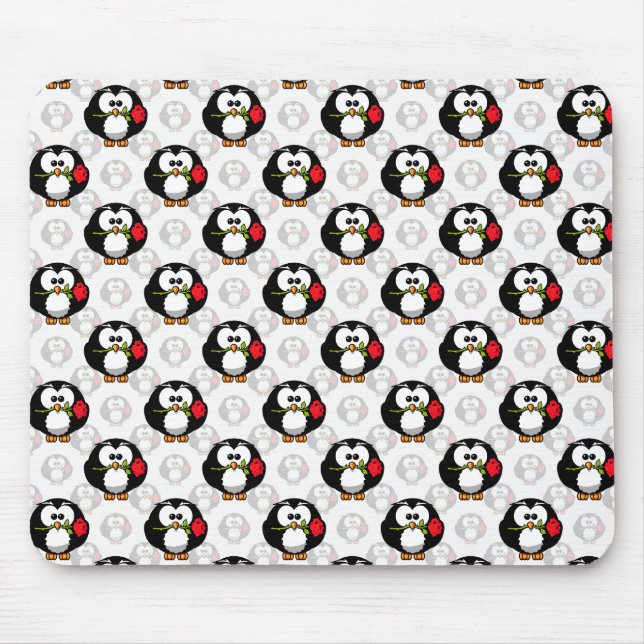 Cute Penguin Surface Pattern Design Print Mouse Pad (Front)