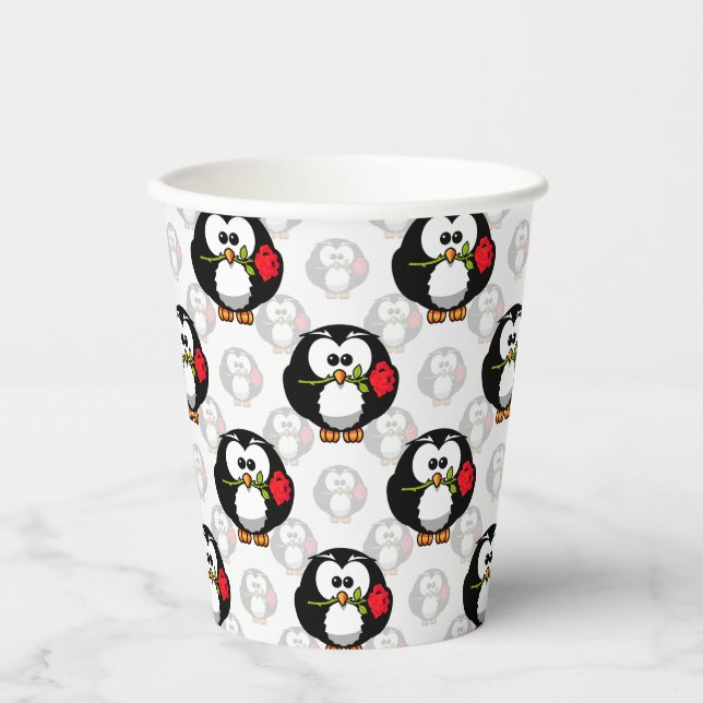 Cute Penguin Surface Pattern Design Print Paper Cups (Front)