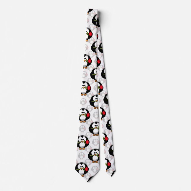 Cute Penguin Surface Pattern Design Print Tie (Front)