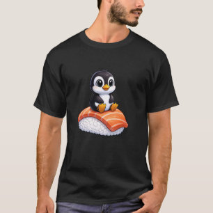 Cute Penguin Sushi Japanese Food Design T-Shirt