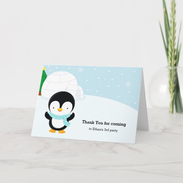 Cute penguin thank you card (Front)