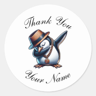 Cute Penguin Thank You Classic Round Sticker
