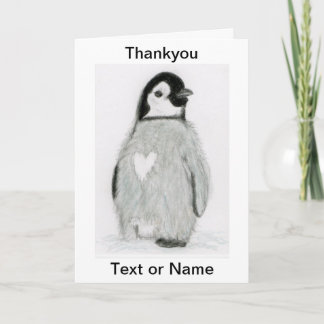 CUTE PENGUIN THANKYOU CARD FRIEND FAMILY ETC