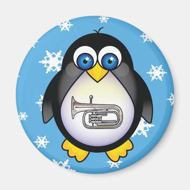 Cute Penguin Tuba Music Magnet (Front)