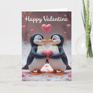 Cute Penguin Valentine Adorable Couple Love Holiday Card