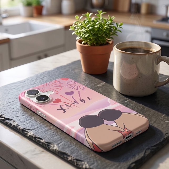 Cute Penguin Valentine Picnic Phone Case - iPhone (Lifestyle Shot)