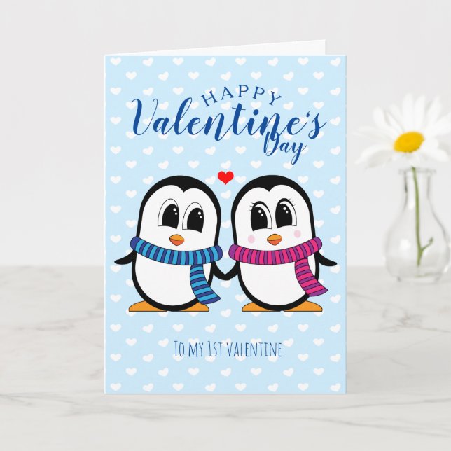 Cute Penguin Valentine's Day Card (Small Plant)
