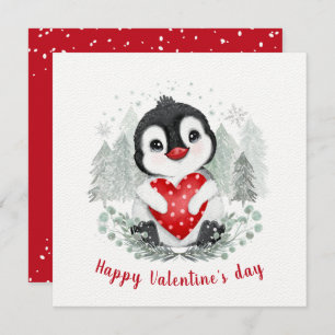 Cute Penguin Valentine's Day Square Card