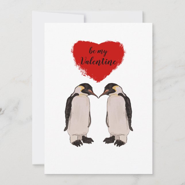 Cute Penguin Valentines Holiday Card (Front)