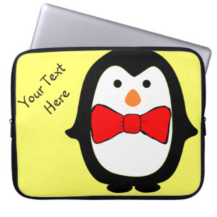 Cute Penguin w/ Red Bow Tie Yellow Electronics Bag