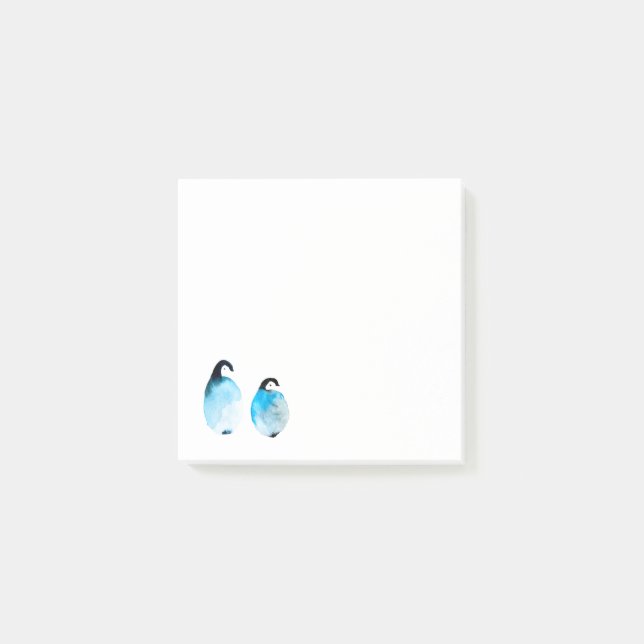 Cute penguin watercolor art post-it notes (Front)