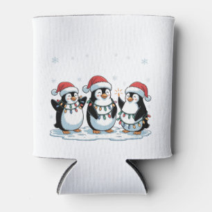 Cute Penguin Wearing Santa Hat Xmas Penguin Lover Can Cooler