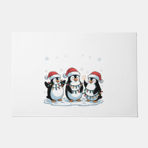 Cute Penguin Wearing Santa Hat Xmas Penguin Lover Doormat