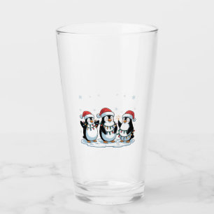 Cute Penguin Wearing Santa Hat Xmas Penguin Lover Glass