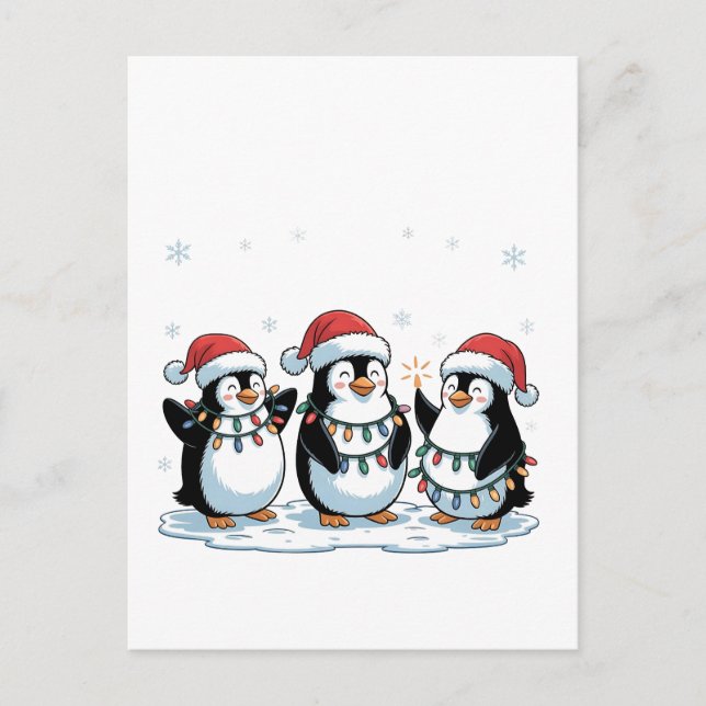 Cute Penguin Wearing Santa Hat Xmas Penguin Lover Holiday Postcard (Front)